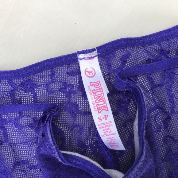 4 pair Victoria Secret Blue Purple set lace OS - Picture 5 of 11